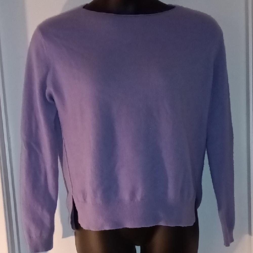 Nordstrom Women's Purple 100% Cashmere Crew Neck Sweater